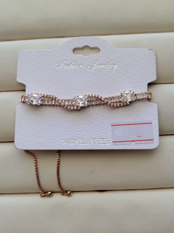 دستبند کراواتی نگین تنیسی پیچ رز گلد کد 15