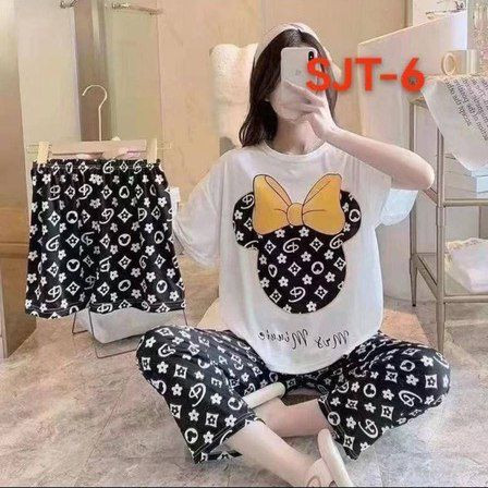 ست سه تیکه تیشرت و شلوار + شلوارک زنانه